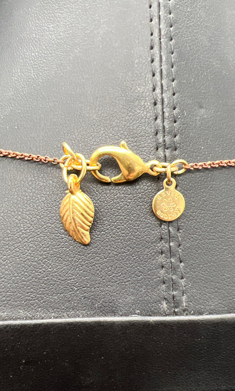 David Aubrey Gold Tone Key Leaf Tassel Charm Cluster Pendant Necklace 34"