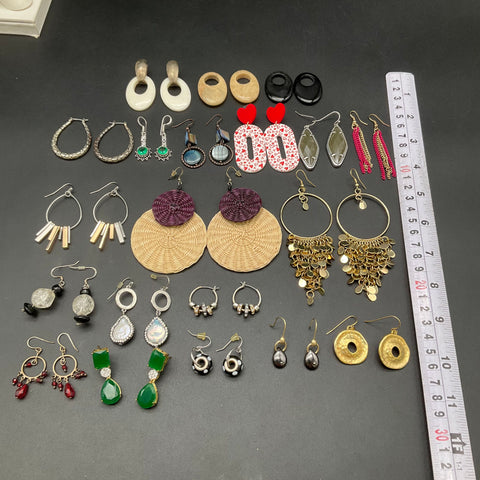 Fashion Costume Jewelry Earring Lot of 21 Pairs Boho Statement Hoops Dangles
