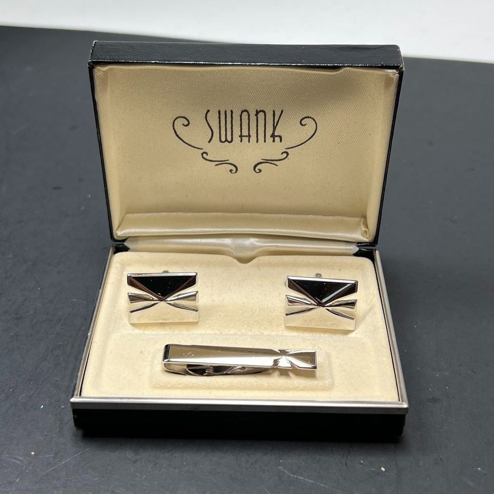 Swank Men's Silver tone Cufflink & Clip IOB