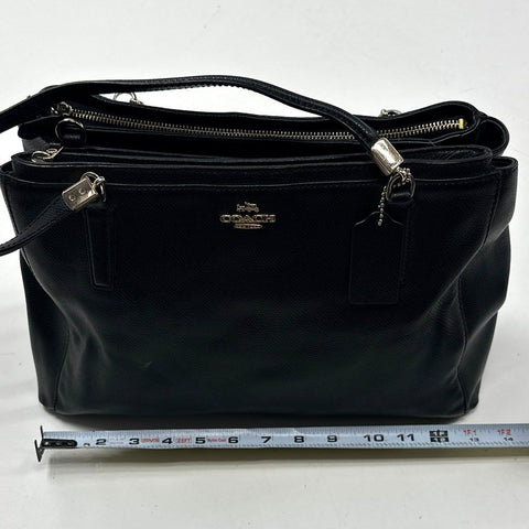 Coach Black Crossgrain Leather Triple Compartment Christie Carryall Tote Bag