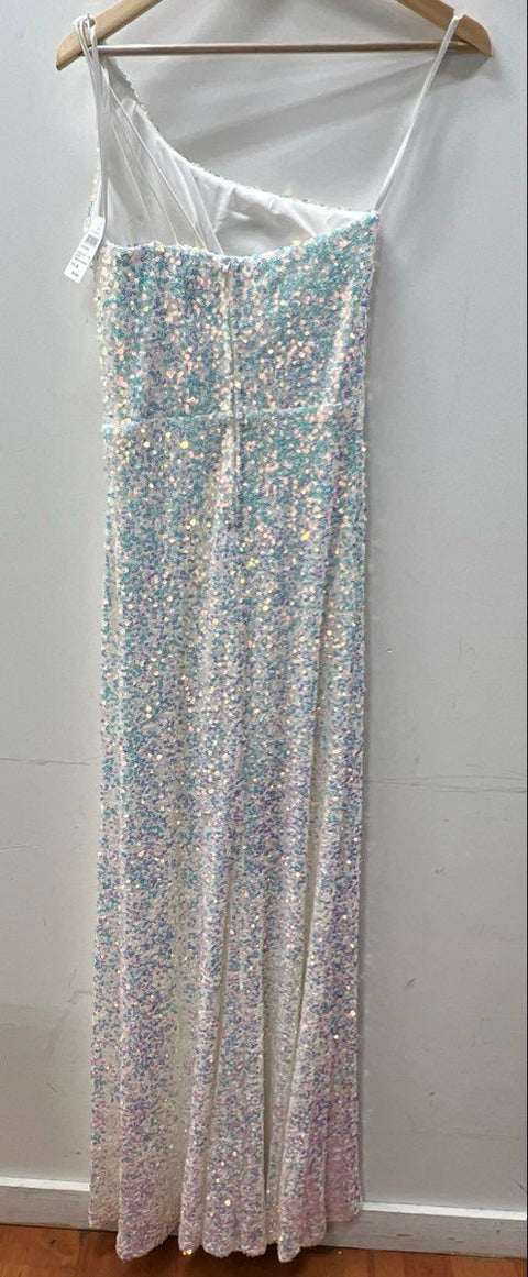 Windsor Women's Iridescent One Shoulder Sequin Slit Formal Gown NWT Sz S