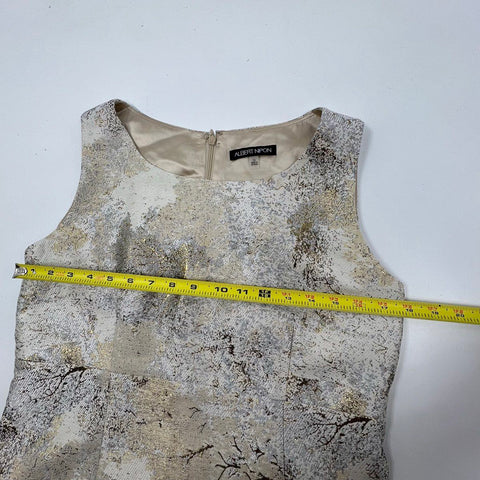 Albert Nipon Women's Dress Jacket Set Gold Metallic Brocade Sheath Size 10