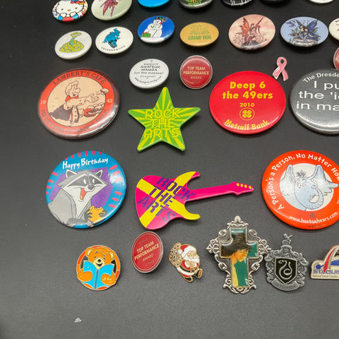 Collectible Pinback Button & Lapel Pin Lot Harry Potter Twilight Grateful Dead
