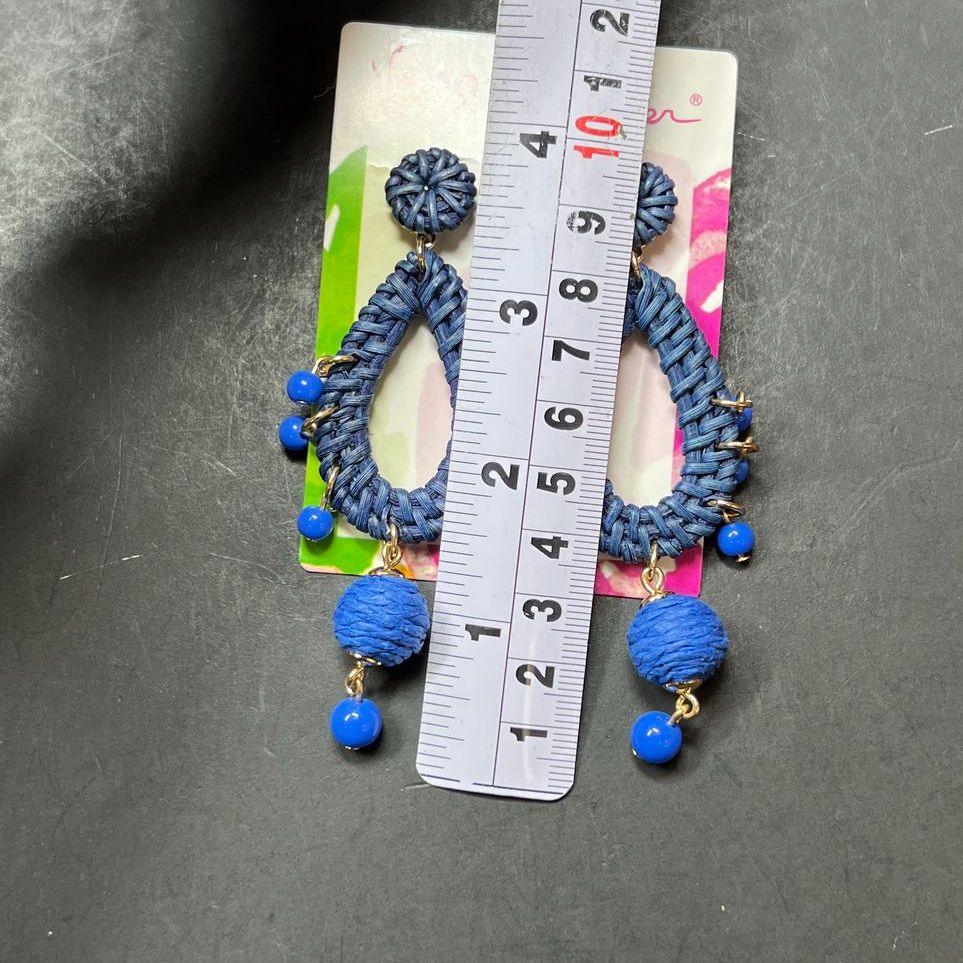 Lilly Pulitzer Blue Raffia Dangle Earrings NWT