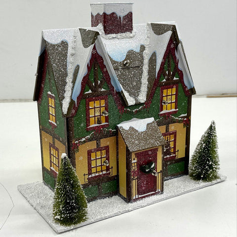 Advent Village Christmas Calendar 3 Piece Wood Composite Set 24 Doors With Box