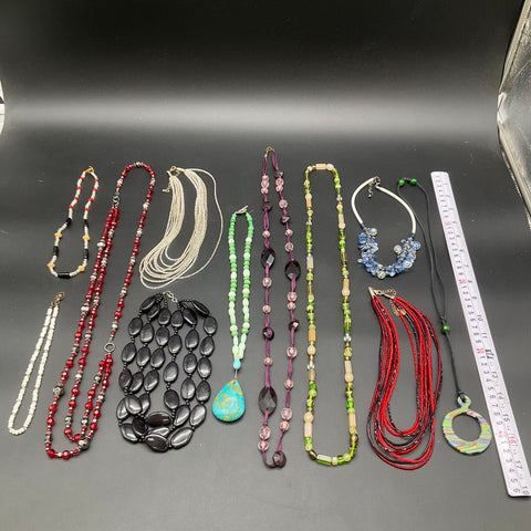 Beaded Fashion Jewelry Lot of 11 Necklaces Pendants Multi-Strand Art Deco Style