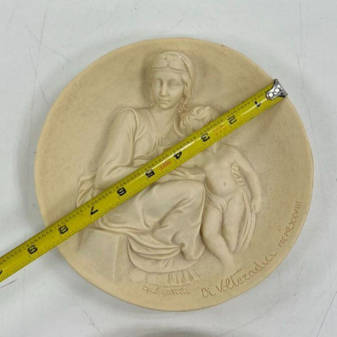 Lot of 2 Vintage Relief Wall Plates A. Santini Madonna & Gayle Bright Appleby