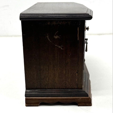 Vintage Wood Sideboard Jewelry Music Box Secret Drawer Tested Works