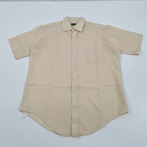 Vintage Men's Van Heusen Super Silk Tan Button Up Short Sleeve Shirt - Size 16