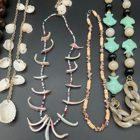 Four Seasons O'ahu Resort Kukui Nut Shell & Seed Bead Hawaiian Jewelry Lot of 6