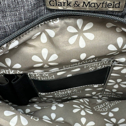 Clark & Mayfield Grey Canvas Laptop Tote Bag Black Trim Large Work Travel