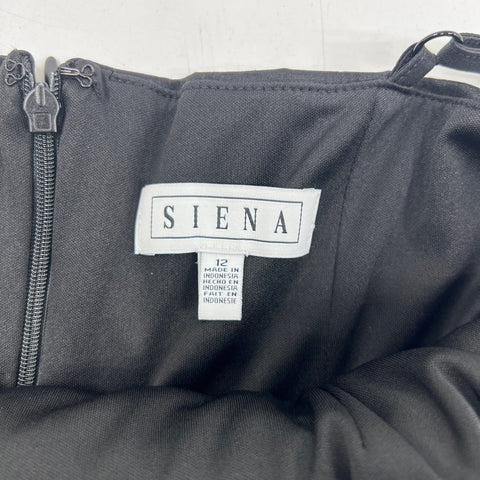 Siena Women's Black Tiered Spaghetti Strap Fit & Flare Dress Size 12 NWT