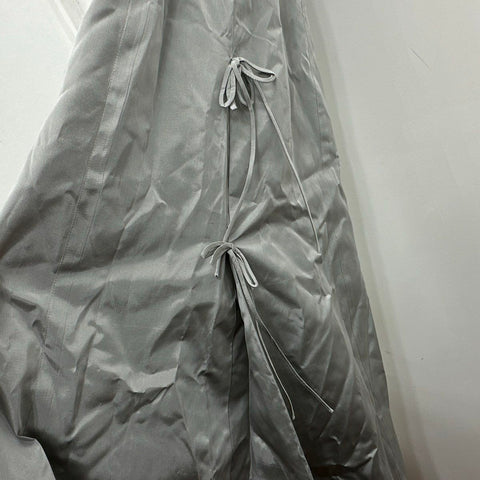 Vintage 90s Vera Wang Women's Silver Acetate Taffeta Side Tie Gown Dress Sz 4