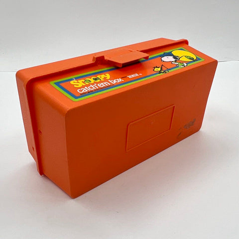 Vintage Snoopy Zebco Catch'em Box Orange Plastic Tackle Utility Box Woodstock