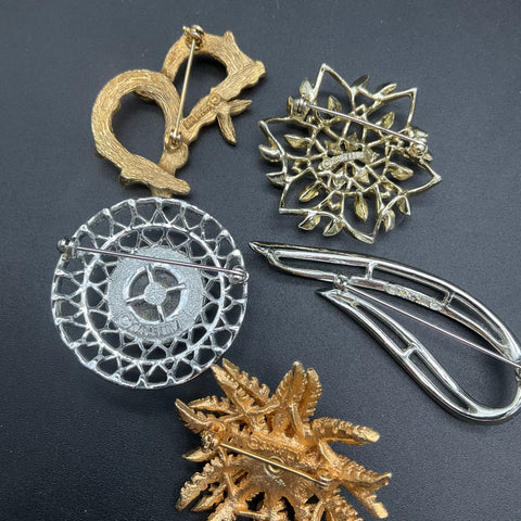 Vintage Sarah Coventry & Costume Brooch Lot of 9 Floral Rhinestone 3.8oz
