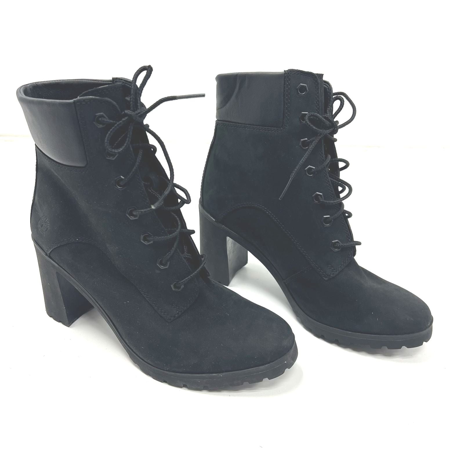 Timberland Camdale 6-Inch Black Waterproof Heeled Lace Up Boots Women's Size 7.5