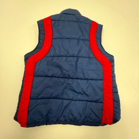 Vintage 70s Montgomery Ward Blue Red Colorblock Puffer Vest Mens L