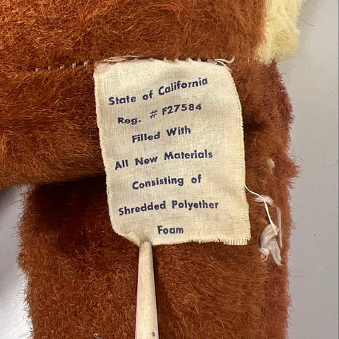 Vintage 1960s A&L Novelty Animal Playland Teddy Bear Stuffed Plush Toy USA