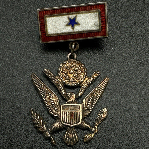 WWII American Defense Service Medal & Sterling Silver Blue Star Eagle Pin Lot