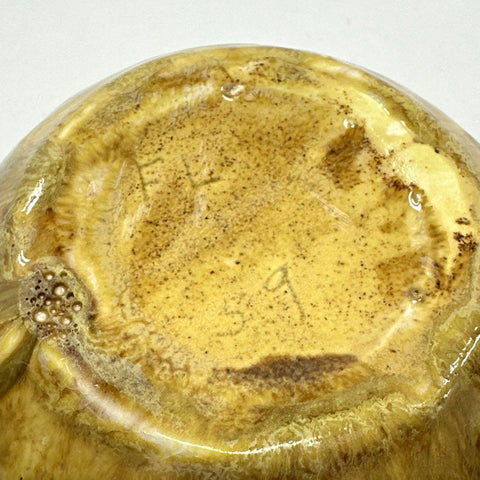 Vintage Studio Pottery Vase Signed EL 59 Mid Century Modern Drip Glaze Ceramic