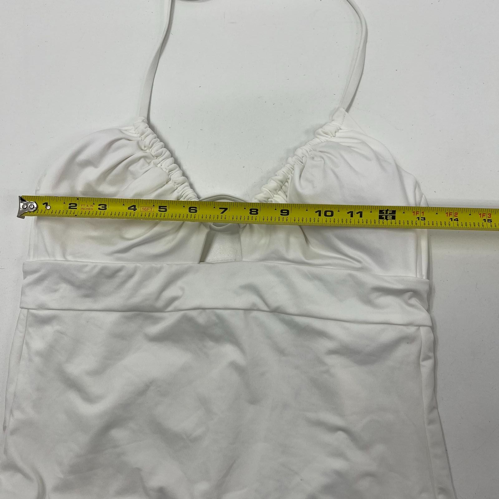 Becca by Rebecca Virtue Color Code Halter One Piece Swimsuit White Large NWT