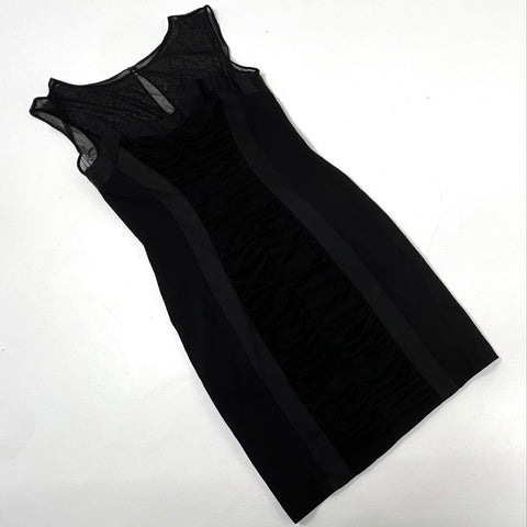 Cache Women's Black Ruched Mesh Yoke Sleeveless Dress Sz 8 NWT