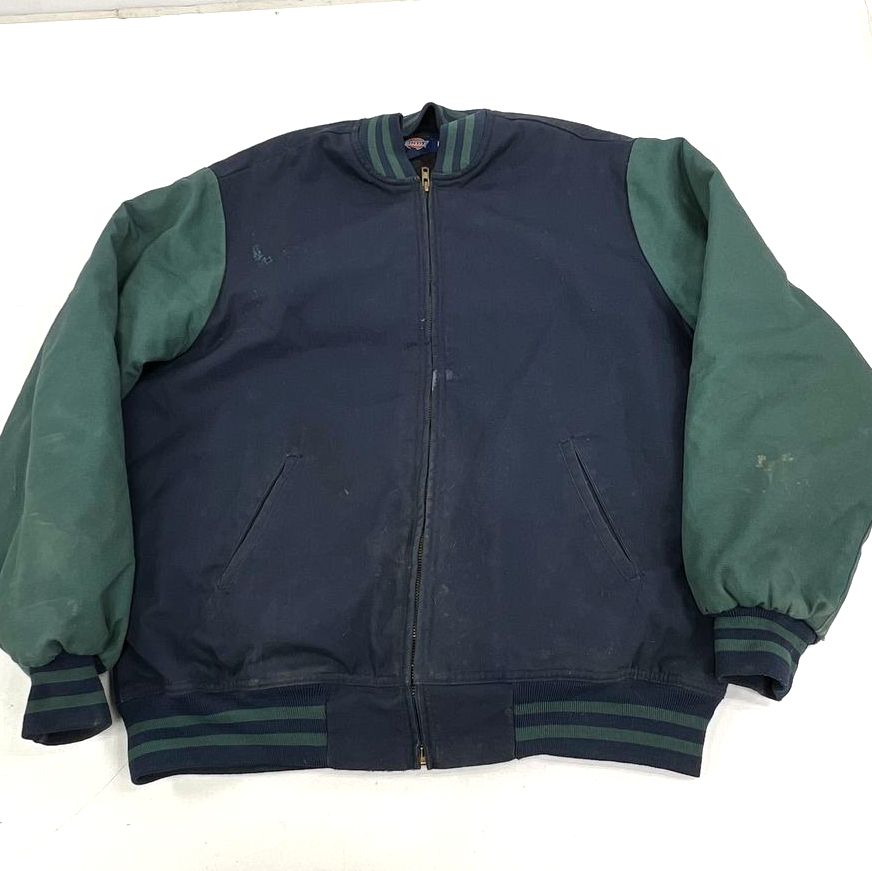 Dickies Navy Blue Green Colorblock Quilted Lined Work Bomber Jacket Men's L