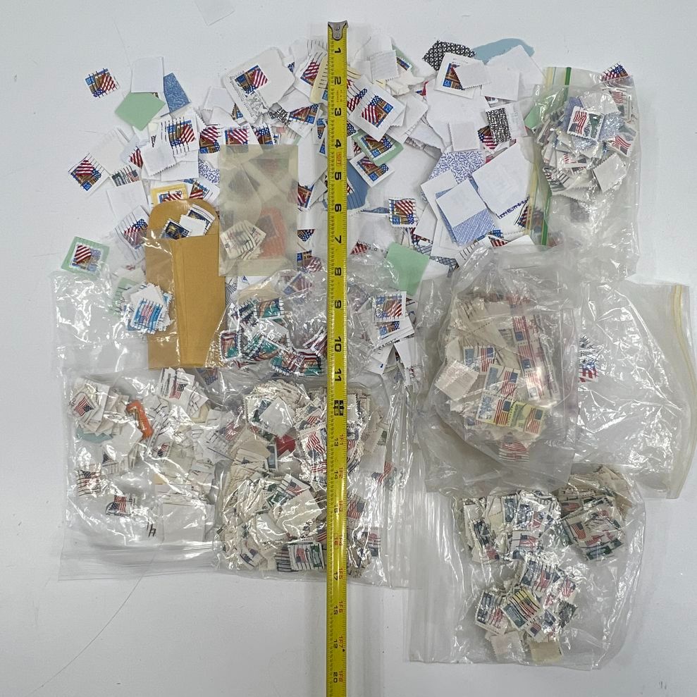 Large Lot Vintage US Postage Stamps Used Cancelled Off Paper Flag Designs Craft