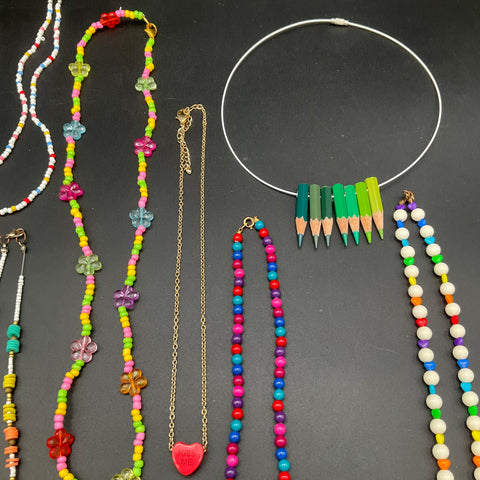 Kidcore Aesthetic Jewelry Lot of 11 Necklaces Pencil Balloon Dog Hearts