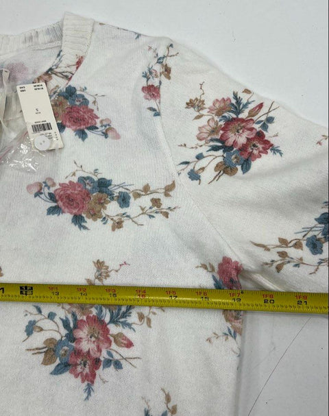 Anthropologie NWT Cream Floral Print Button Front Cardigan Sweater Women's S