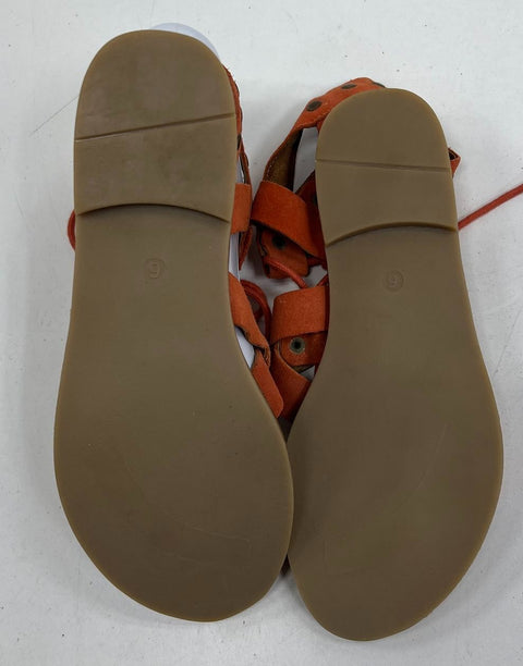 New Diba Terracotta Suede Studded Lace Up Gladiator Sandals Womens Size 6