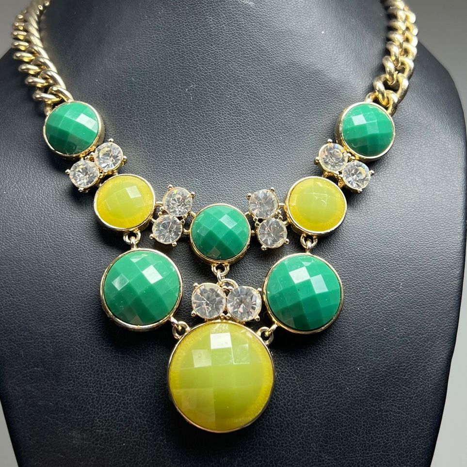 Anne Klein Green & Clear Rhinestone Statement Necklace