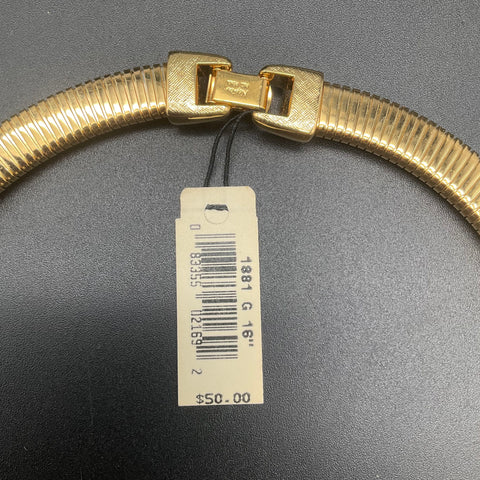 Vintage Napier Gold Tone Peach Enamel Omega Choker Necklace 16" Signed NWT