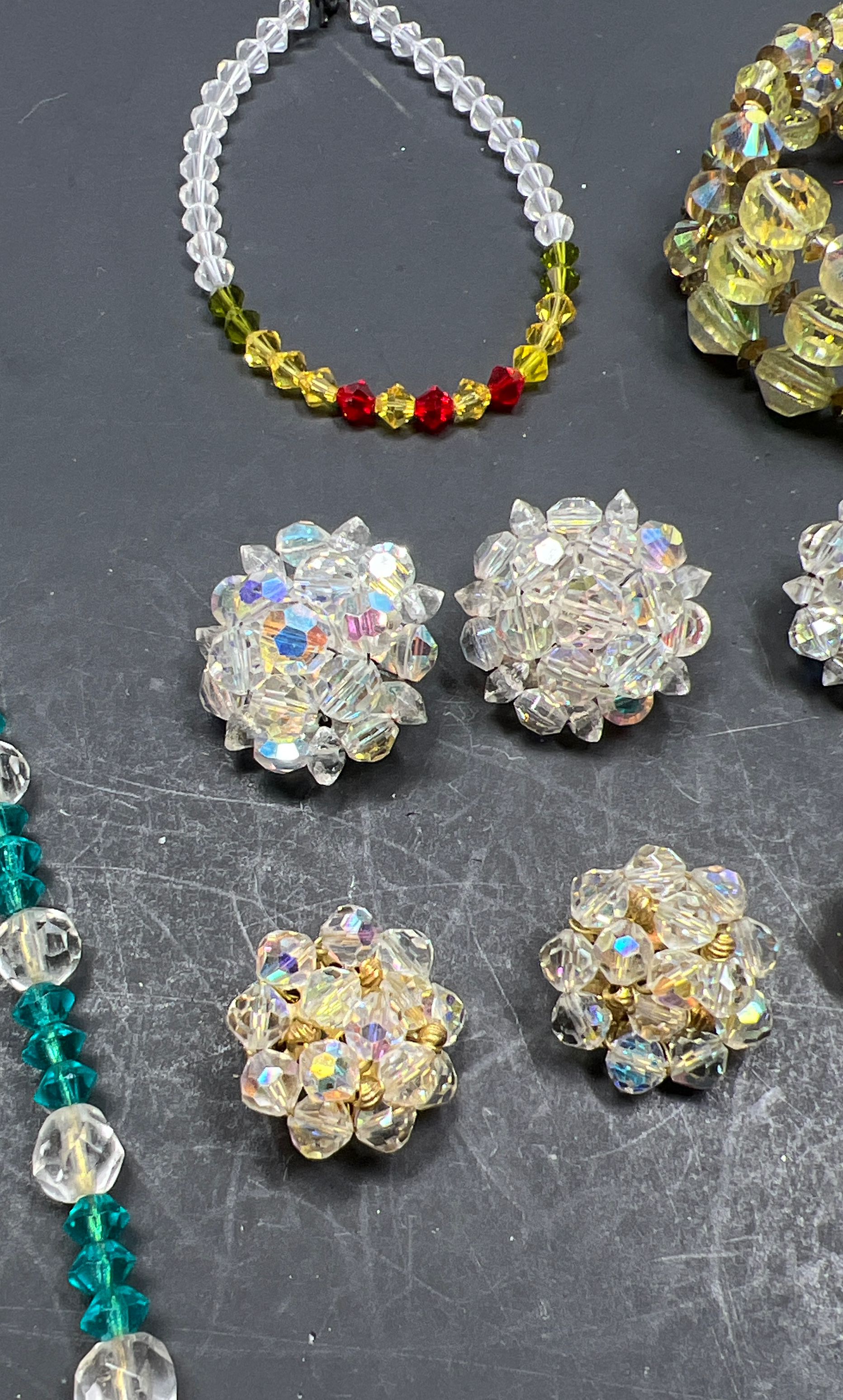 Multifaceted Sparkling Aurora Borealis Beaded Jewelry Lot