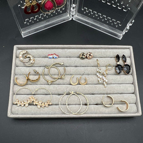 Vintage to Modern Costume Jewelry Earrings Lot 1 lb Hoops Studs Dangles Mixed
