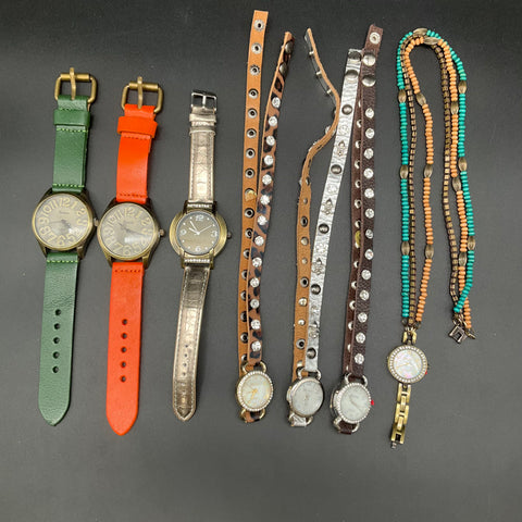 Lot of 7 Geneva Women's Fashion Watches Wrap Bracelet Studded Beaded
