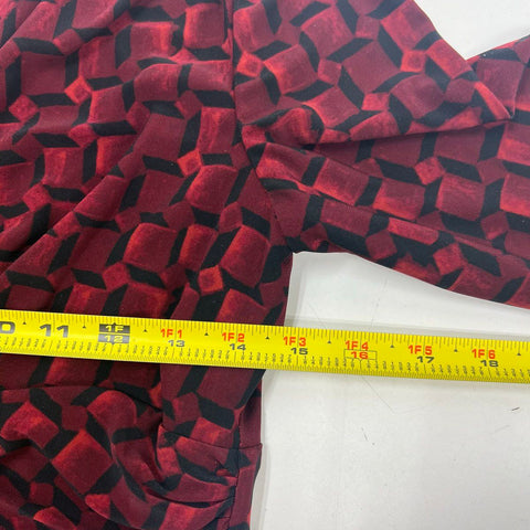 Lauren Ralph Lauren Women's Dress Red Black Geometric Faux Wrap Sheath Sz 2