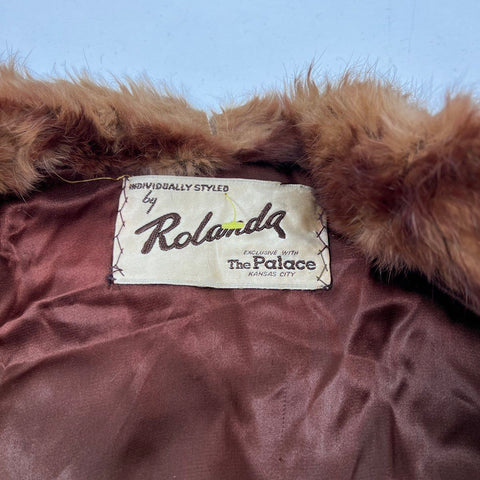 Vintage 50s Rolanda The Palace Kansas City Striped Fur Coat Jacket