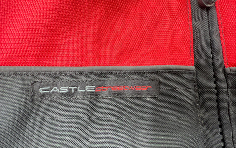 Castle Streetwear Men's Black Red Motorcycle Jacket Quilted Lining Padded Sz XL