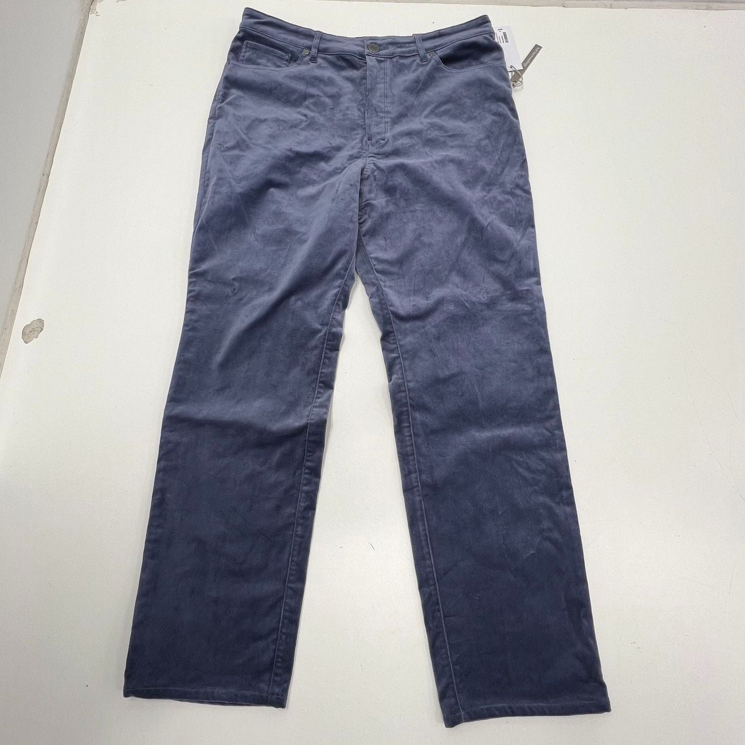 Soft Surroundings Blakely Velveteen Straight Leg Pants Sz 14 Nightshow Blue NWT