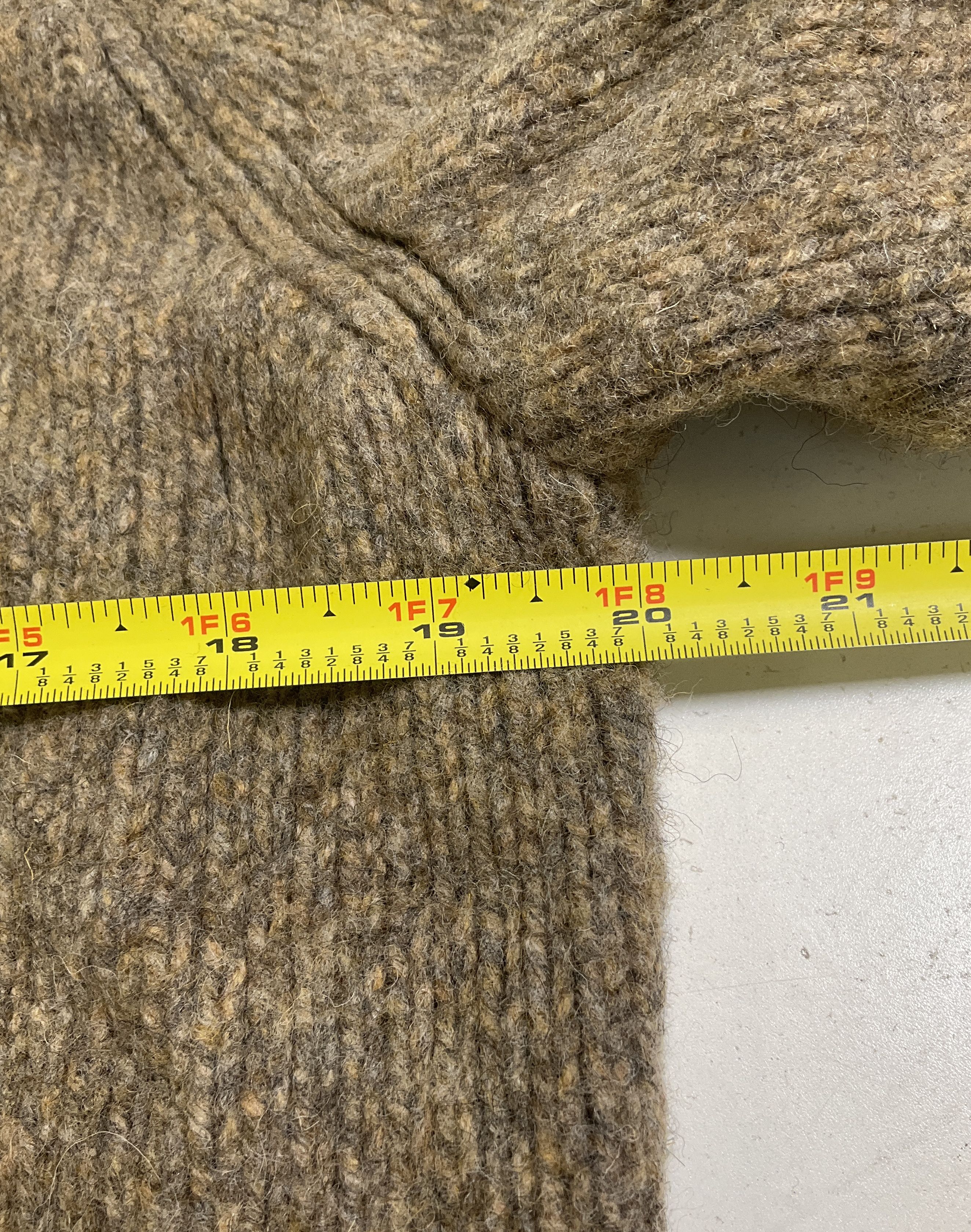 LL Bean Brown Heathered Lambswool Mock Neck Henley Sweater Men's M