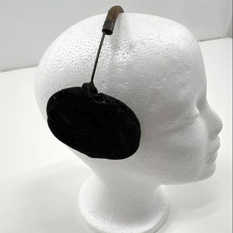 Antique Alaska Velvet Ear Muffs Wool Lined Wire Headband Early 1900s