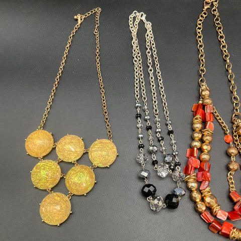 Mixed Costume Jewelry Statement Beaded Bib Necklace Lot of 6 Boho Styles