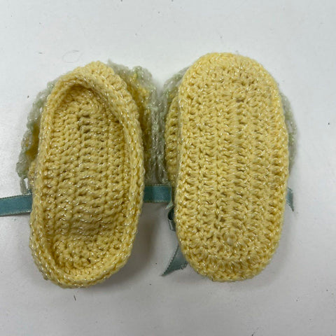 Vintage Handmade Baby Knit Crochet Layette Set Yellow Blue Soakers NOS Box