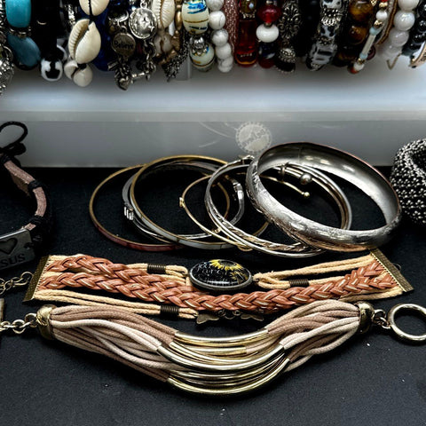 Mixed Fashion Bracelet Lot 40+ Pcs Vintage to Modern Beaded Bangles Boho Style