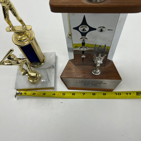 Vintage Trophy Lot 1963 Gun Club 1980s Softball Baseball MCM Marble Base