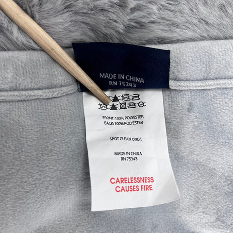 Brooks Brothers Gray Faux Fur Plush Blanket Throw 60x72 Large Reversible