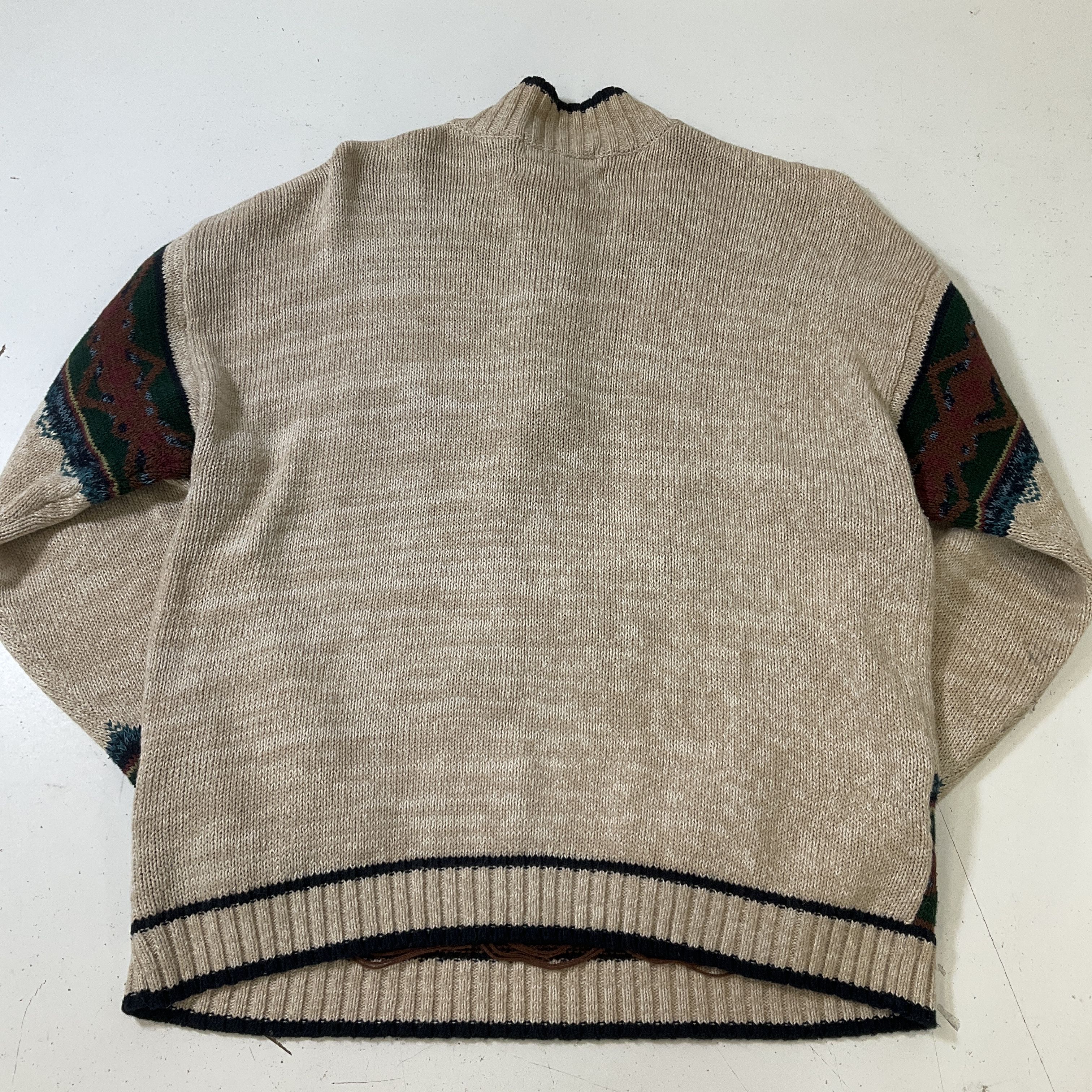 Croft & Barrow Beige Hand Embroidered Mock Neck Sheep Sweater Women's S Vintage