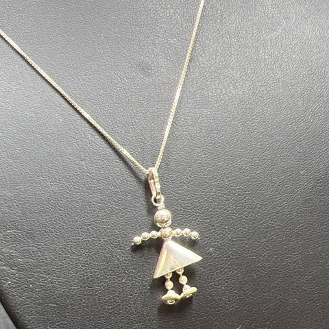 925 Sterling Silver Girl Pendant Necklace 4.45g