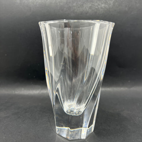 Vintage Orrefors Sweden Corona Crystal Vase Lars Hellsten 6.5" Signed